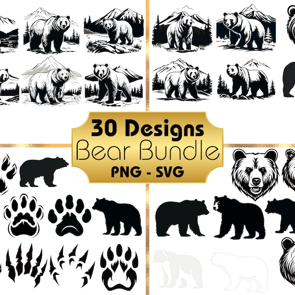 Bear svg, Bear svg cut file, SVG files for cricut, Mountain svg, Bear head svg, Silhouette svg,Black bear svg,Bear claw,Paw svg,Wildlife svg