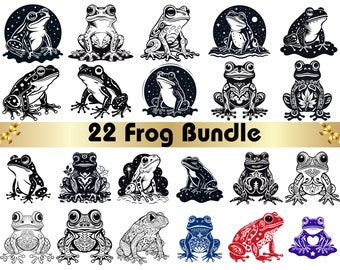 Frog svg, Frog svg bundle, Frog png, Frog png bundle, Frog laser file, Frog vector, SVG files for cricut, Frog clipart, Frog silhouette