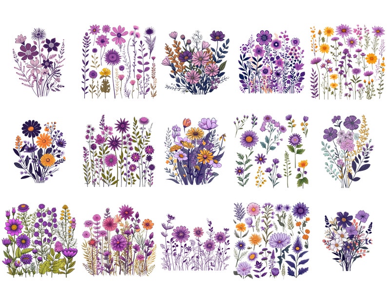 Purple Flowers Png Wildflower Png Wildflower Png - Etsy