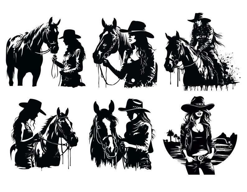 Cowgirl SVG, Cowgirl Svg Bundle, Cowgirl Silhouette, Horse Svg, Horse