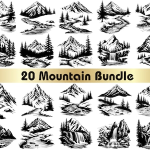 Mountains svg, Mountain range svg, Mountain svg bundle, SVG files for Cricut,Mountain png,Mountain clipart,Forest svg,Landscape svg,Mountain