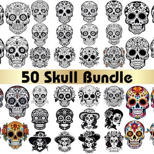 Sugar Skull Svg,Sugar skull cut file,Sugar skull svg bundle,Sugar skull png,Skull silhouette,Skull cricut,svg files for cricut,Skull clipart