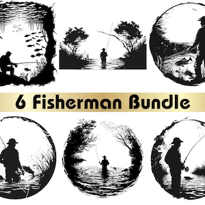 Fisherman Svg, Fishing Svg, Fishing clipart, Fishing clipart Png, Fishing Svg Bundle, Svg fishing, Man fishing, Black and white Svg, Fishing