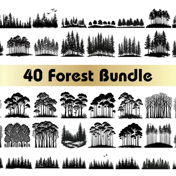 Forest SVG, Forest scene svg, Forest silhouette, Landscape svg, Woodland svg,Tree line svg,Tree scene svg,Pine tree svg,Nature landscape svg