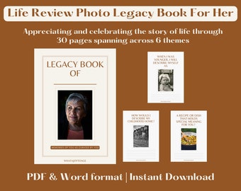 Life Review Photo Legacy Book For Her, Printable Memory Journal, Legacy-Building Diary,Memory book, Grandma gift, Biography Dementia