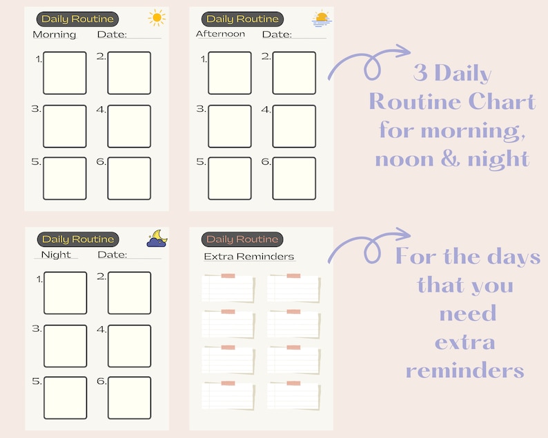 Daily Visual Routine Chart for Senior, Daily Routine Planner, Printable