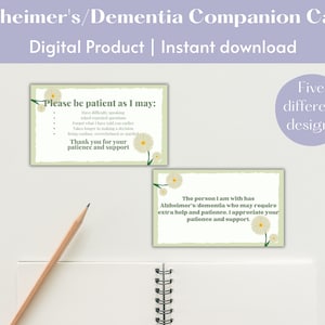 Demenz Alzheimer Begleiter Karte, Pflegerin Karte, Demenz Bewusstsein,Alzheimer Bewusstsein, Mitgefühl Karte, Printable Karte, bitte haben Sie Geduld