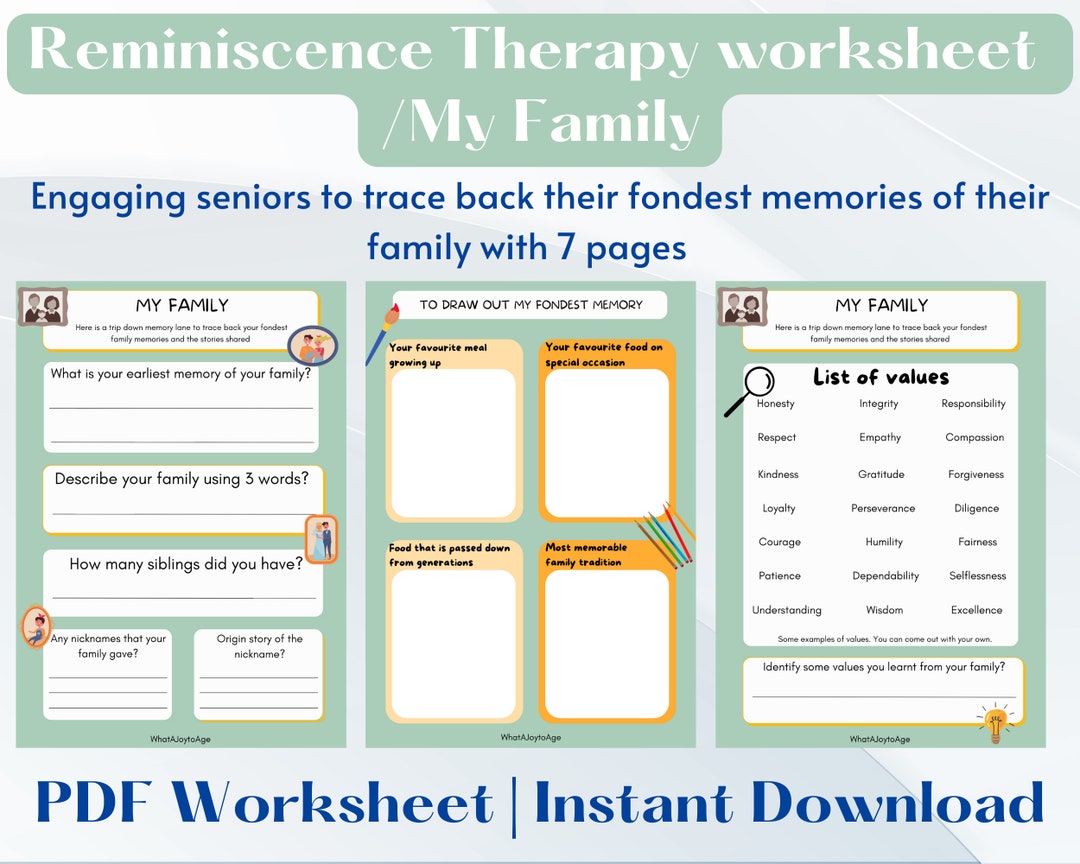 My Family Reminiscence Activity Sheet, Reminiscence Therapy, Dementia, Alzheimers, Activity for