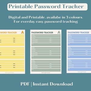 Password tracker, Password organizer, Password keeper sheet, Password journal book, Password log sheet, accounts tracker, Login organizer