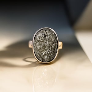 Roher Pyrit Ring: 925 Sterling Silber Unisex Statement Schmuck