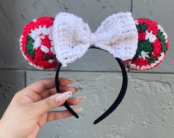 Szydełkowe uszy myszy, inspirowane Disneyem uszy Myszki Minnie do parku rozrywki, szydełkowe akcesoria inspirowane Disneyem,