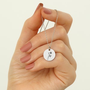 14K Gold Christmas Gift for Girlfriend, May Birthday Necklace, May Birth Flower Necklace, 925K Sterling Silver, Engraved May Flower Pendant