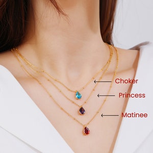 Teardrop Birthstone Necklace, 925K Sterling Silver Birthday Jewellery Gift for Her, 30th Birthday Gift for Her