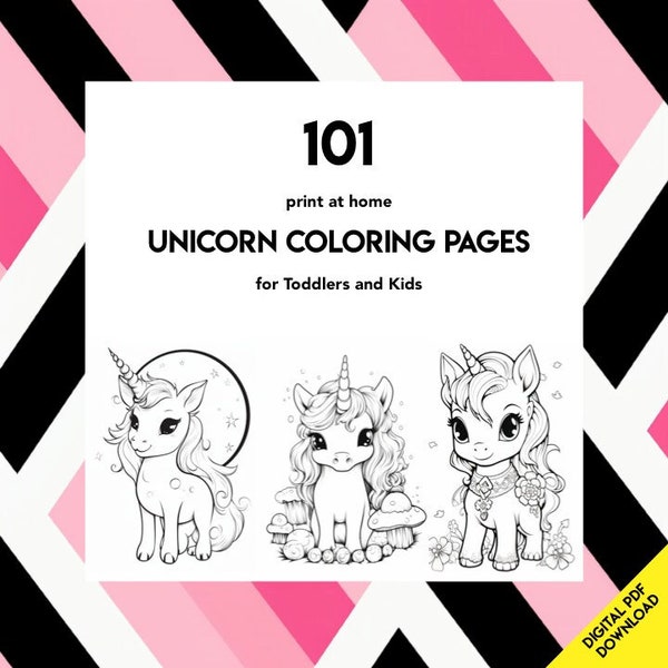 Unicorn Coloring Pages for Kids and Toddlers | Unicorn Digital Download | Coloring and Printable Unicorn | 101 Images to print out at home