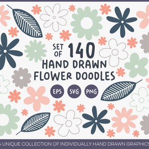 70 Blumen Doodle SVG EPS Bundle - Blumen SVG Bundle, Blumen SVG, Blumen SVG, Pflanzen SVG, handgezeichnete Blumen SVG, Botanisches SVG, Blumen Clipart
