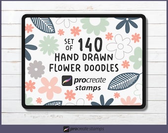 140 Flower Procreate Stamps: Doodle Flower Brushset (Digital Download)