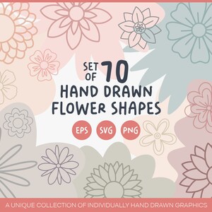 70 Flower SVG EPS Bundle - Floral Svg Bundle, Flower Svg, Floral Svg, Plant Svg, Hand Drawn Flower Svg, Botanical Svg, Flower Clipart