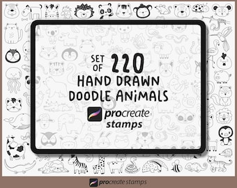 220 Animal Doodle Procreate Stamps: Brush Set Bundle (Digital Download)