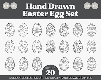 Easter Egg SVG Bundle: Hand-Drawn Patterns (Digital Download)