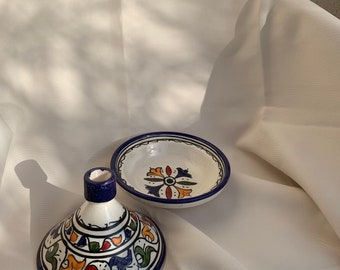Handgemaakte Marokkaanse keramische tajine - Vintage keukendecor - Uniek Inwijdingsfeestcadeau - Ambachtelijk aardewerk - Gratis verzending inbegrepen