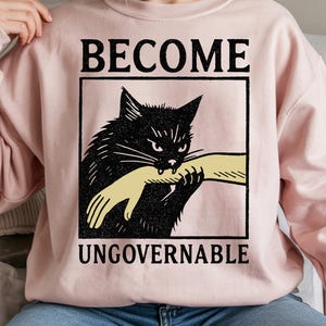 Werden Sie unregierbare Katze PNG: Linke Meme Sublimation Design
