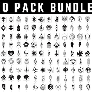 150 Earrings SVG Bundle, Boho Earrings, Wooden Earrings Template Laser cut file svg dxf png Cricut Silhouette