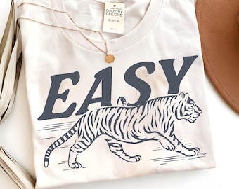 Vintage Easy Tiger PNG: Retro Animal Graphic, Sublimation Design (Digital Download)