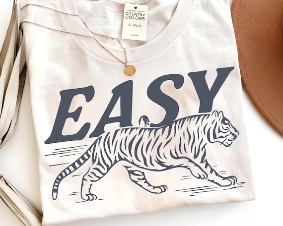 Vintage Easy Tiger PNG: Retro Animal Graphic, Sublimation Design (Digital Download)