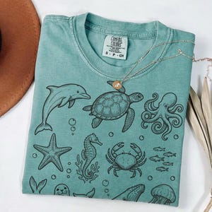 Sea Animals 90s Vintage Style PNG, Ocean Animals, Marine Life , Y2k Ocean, Dolphin Png Shirt, Sealife Digital Download image 3