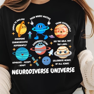 Neurodiverse universum png, ruimteneurodiversiteit png, Sped Teacher png, Celebrate Minds, shirt speciaal onderwijs, autismebewustzijn ontwerpen