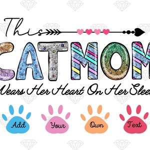 Cette CatMom porte son cœur sur sa manche png, cœur de maman chat sur manche png, téléchargement de fichier numérique