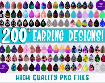Teardrop Earring PNG Bundle: Colorful Fabric Designs (Digital Download)