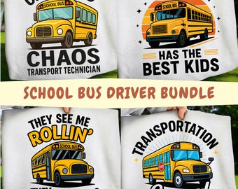 School Bus Driver PNG Bundle, Funny Bus Driver Shirt Designs, Transportation Squad PNG, School Staff Humor, Back to School Digital Download