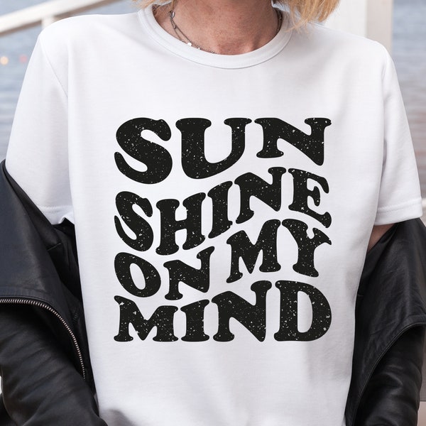 Sunshine On My Mind Png, Groovy Summer PNG, Beach Time, Summer Days png, Sunshine, Retro Sun shirt, Digital Download