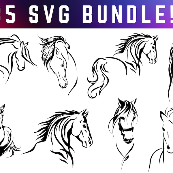 Horse SVG Bundle, Horse Png, 33 Horse Designs, Horse Bundle, Silhouette Animal, Horse Head, Horse Lover, Horse Clipart, Digital Download