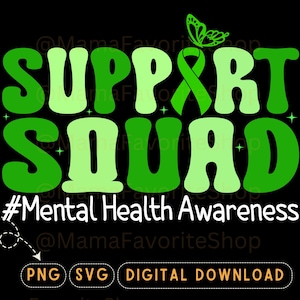 Ondersteuningsteam, png-bestand | Shirtontwerp voor bewustzijn van geestelijke gezondheid | In mei dragen we Groen | Green Ribbon-sublimatie downloaden