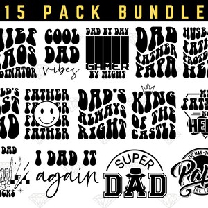 Groovy Daddy SVG Bundle, fête des pères rétro papa, texte ondulé rétro, papa citations SVG, cadeau pour papa SVG, papa rétro, coupe fichier Cricut