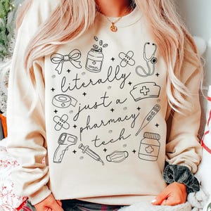 Pharmacy Tech PNG, Literally Just a Pharmacy Tech, Medical Line Art Graphic, Funny Healthcare Shirt PNG, Digital Download