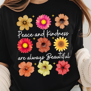 Paz y bondad Png, Flor de acuarela Png, Flor retro, Flor bohemia Png, Diseño de camiseta floral Png, Sublimación de flores