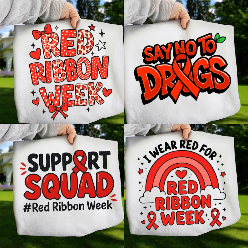 Red Ribbon Week Message Red Ribbon Week PNG Bundle, Red Ribbon Week Awareness Png, Say No to ...