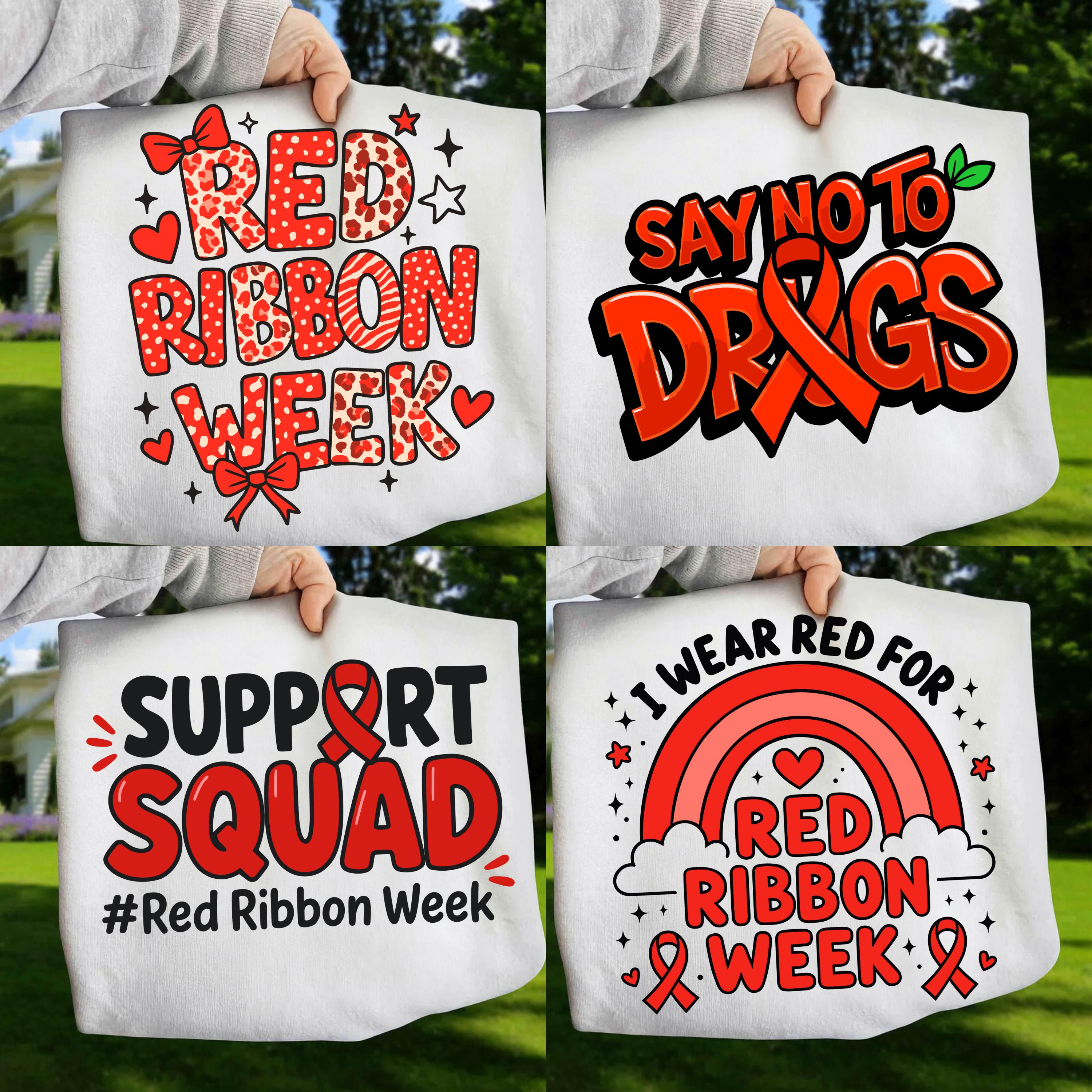 Red Ribbon Week PNG Bundle, Red Ribbon Week Awareness Png, Say No to ...