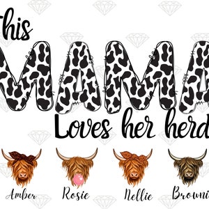 Mama Loves Her Herd PNG: Highland Cow Faces Clipart (Digital File)