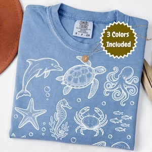 Sea Animals 90s Vintage StylePNG, Ocean Animals TShirt, Marine Life Lover Gift, Y2k Ocean, Cute Ocean Creatures Graphic Tee, Dolphin Png Shirt, Sealife Digital Download