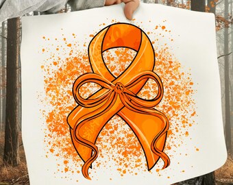 Leukemia Awareness PNG: Orange Ribbon, Cancer Support Crew, Sublimation Design