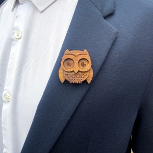 Personalised gift - Cute Wooden Owl Brooch For Any Outfit.