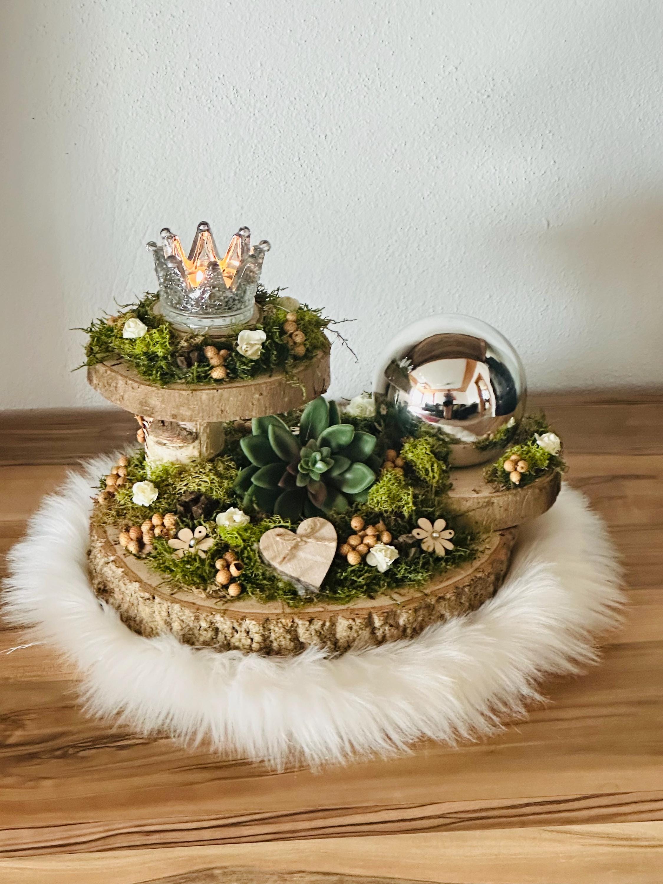 Deko Tischdeko Etagere Baumscheiben Holz