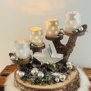 Adventsgesteck holz eiche