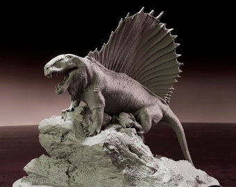 Miniatura di Dimetrodon dal Paleozoico da dipingere - Replica realistica della fauna preistorica del Permiano in miniature di dinosauri
