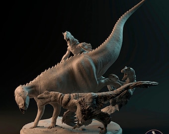 Tenontosaurus and Deinonychus Miniatures: Resin Replicas to Paint Prehistoric Fauna