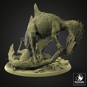 Concavenator proto-feather version, fantasy wargame miniature, Rescale Miniatures, Dinotopia, Miniature, tabletop miniature.
